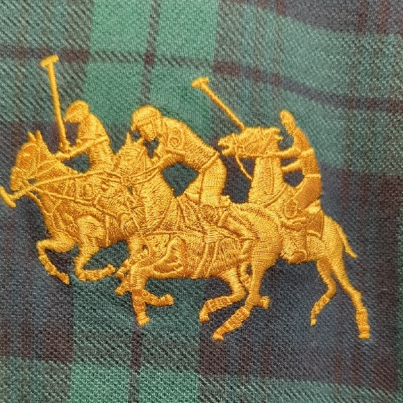 Polo by Ralph Lauren Custom Slim Fit Triple Pony Polo Shirt Blackwatch Plaid XL - Picture 7 of 15